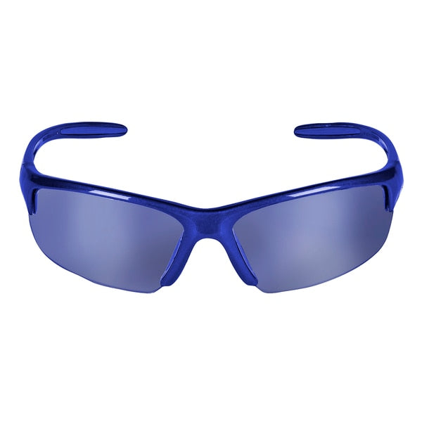 Safety Glasses, Wraparound Blue Mirror Polycarbonate Lens, Scratch-Resistant