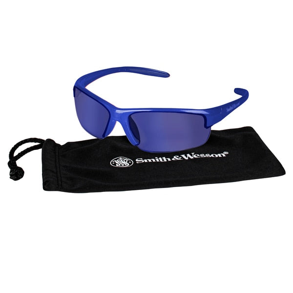 Safety Glasses, Wraparound Blue Mirror Polycarbonate Lens, Scratch-Resistant