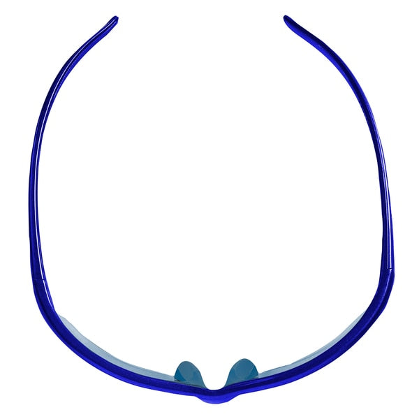 Safety Glasses, Wraparound Blue Mirror Polycarbonate Lens, Scratch-Resistant