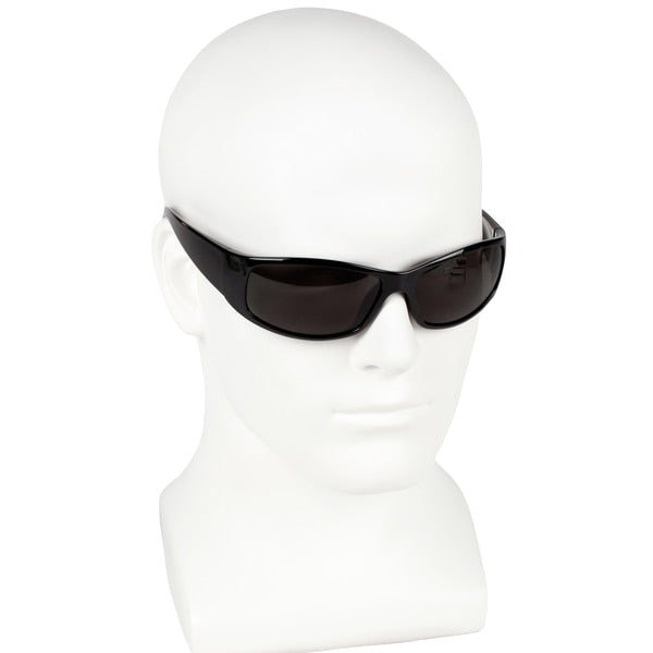 Safety Glasses, Wraparound Smoke Polycarbonate Lens, Anti-Fog, Scratch-Resistant