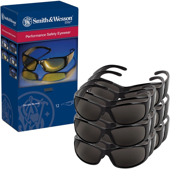 Safety Glasses, Wraparound Smoke Polycarbonate Lens, Anti-Fog, Scratch-Resistant