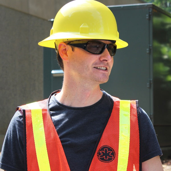 Safety Glasses, Wraparound Smoke Polycarbonate Lens, Anti-Fog, Scratch-Resistant