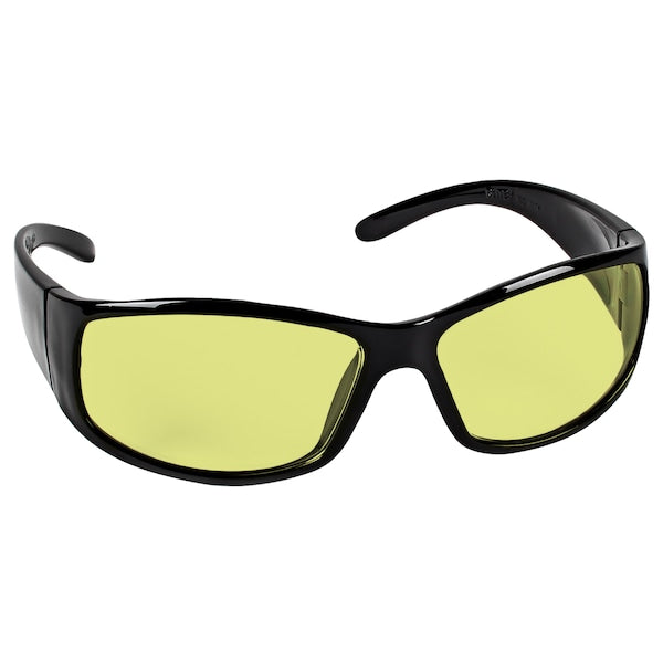 Safety Glasses, Wraparound Amber Polycarbonate Lens, Anti-Fog, Scratch-Resistant