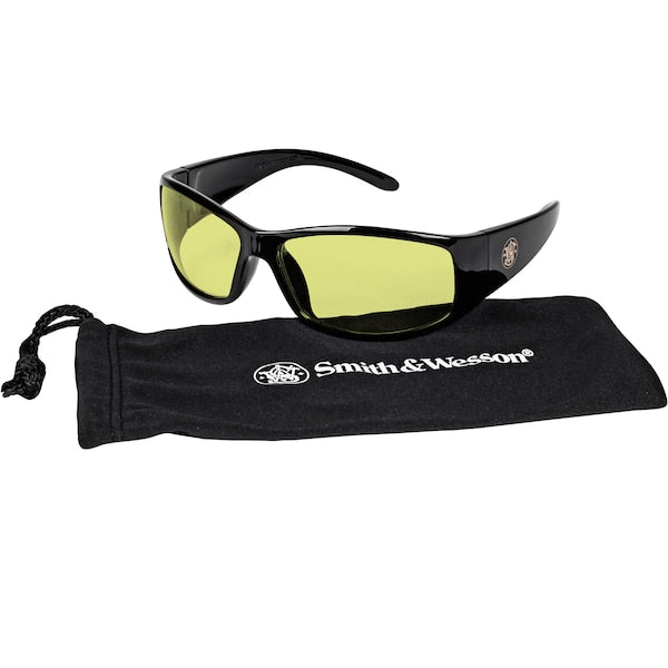 Safety Glasses, Wraparound Amber Polycarbonate Lens, Anti-Fog, Scratch-Resistant