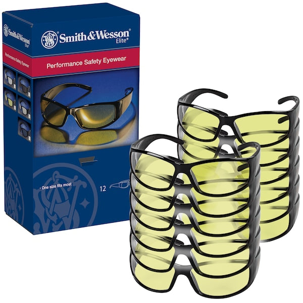 Safety Glasses, Wraparound Amber Polycarbonate Lens, Anti-Fog, Scratch-Resistant