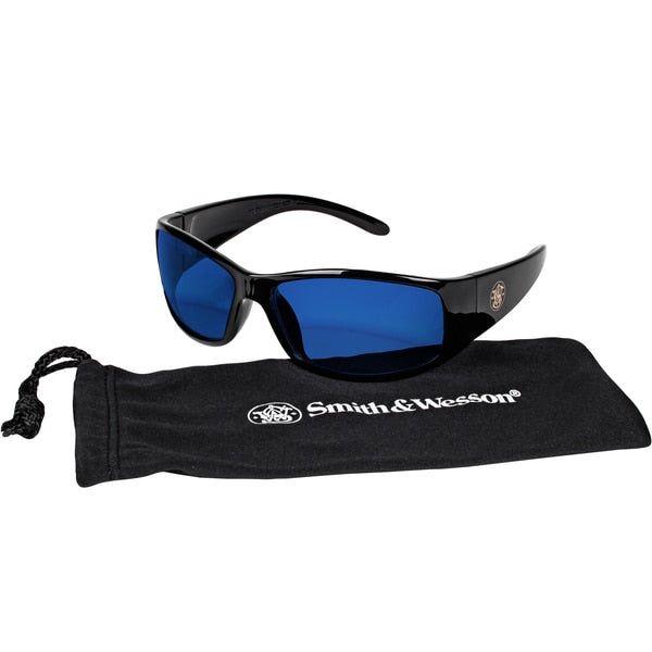 Safety Glasses, Wraparound Blue Mirror Polycarbonate Lens, Scratch-Resistant