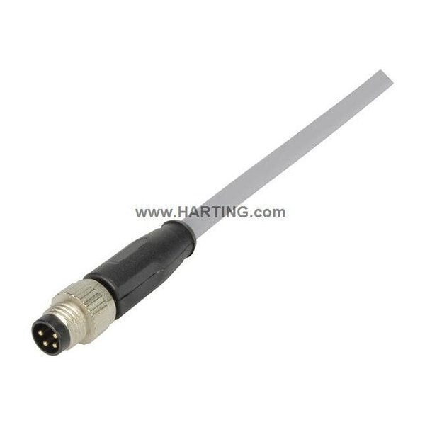 Cordset, 1 m Cable, PVC, Gray