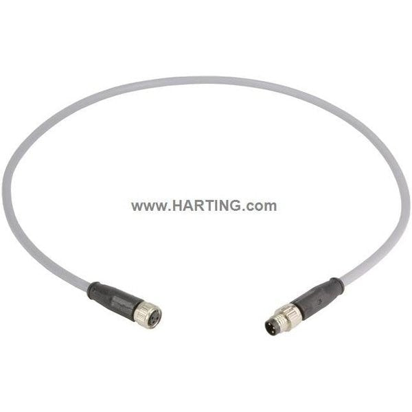 Cordset, 0.5 m Cable, PVC, Gray