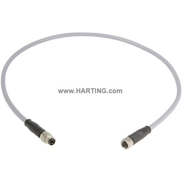 Cordset, 1 m Cable, PVC, Gray