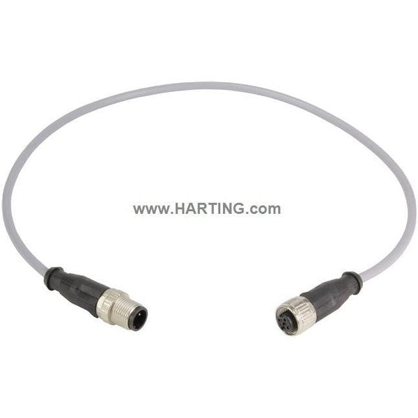 Cordset, 1 m Cable, PVC, Gray