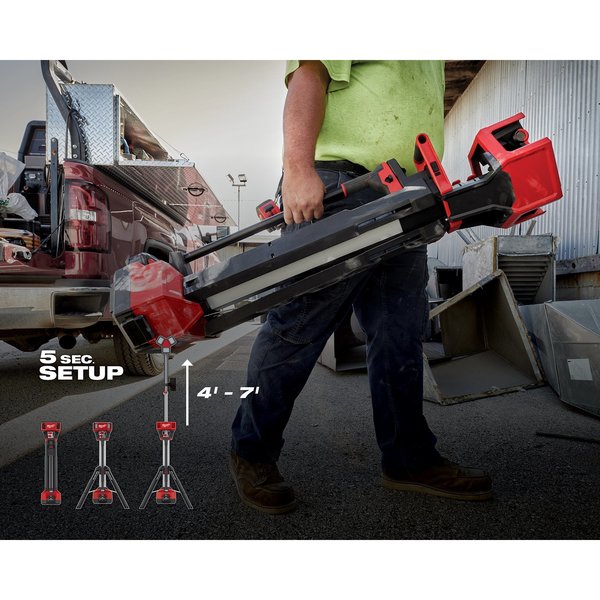 Cordless Tripod Light, M18 Battery, Rocket Series, 84 in Max Height, 6,000 Lumens, 10 Hour Run Time