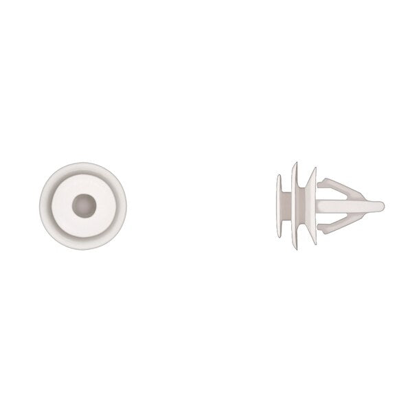 Wht Nyln Door Panel Ret 9mm Hole Size 14mm Stem L PK15