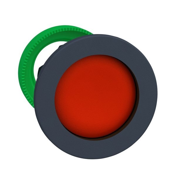 Flush mounted red pushbutton head recess