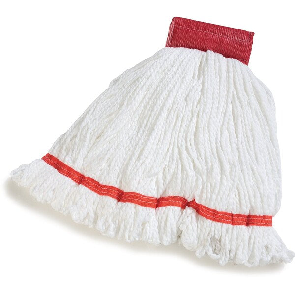Looped-End Wet Mop, White, Microfiber, PK12