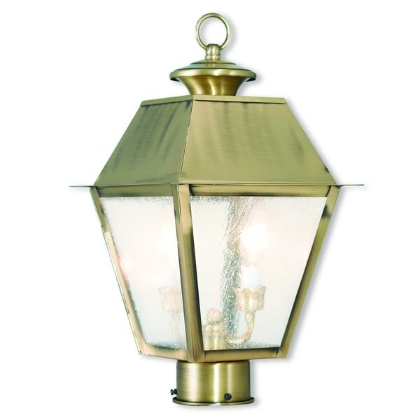 Mansfield 2 Light Antique Brass Outdoor Post Top Lantern
