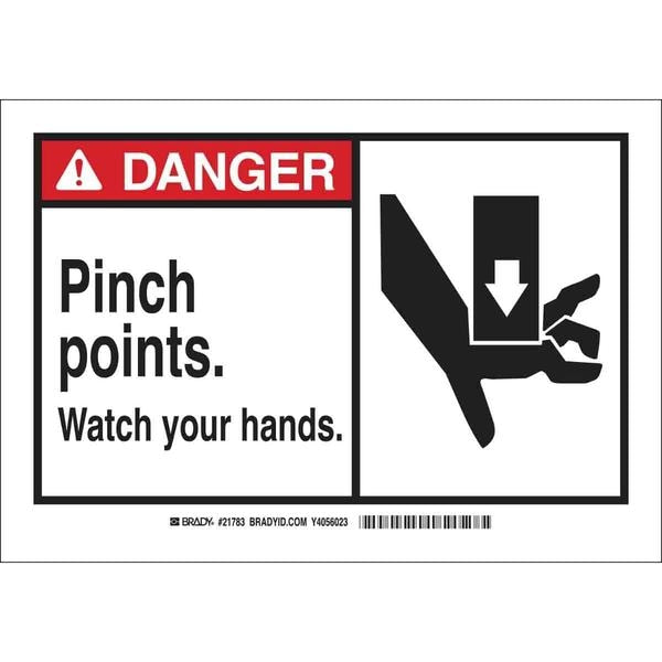 Danger Sign, 3 1/2 in Height, 5 in Width, Polyester, Rectangle, English