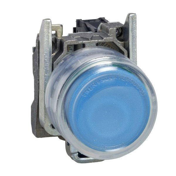 Push button, metal, projecting, blue, 02