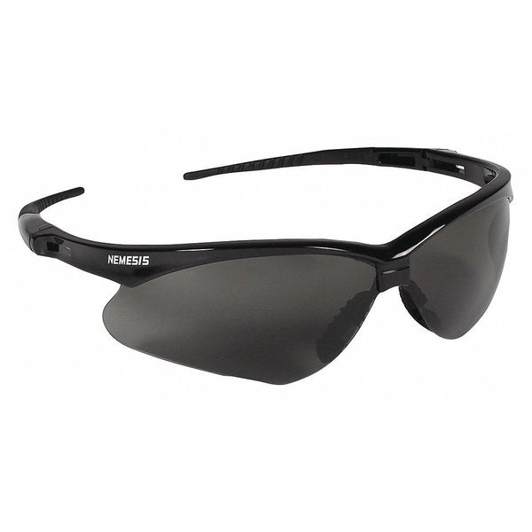 V30 Nemesis Safety Glasses, Anti-Fog, Scratch-Resistant, Wraparound, Black Half-Frame, Smoke Lens