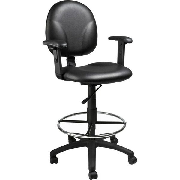 Black Caressoft Drafting Stools W/Adj Arms & Footring