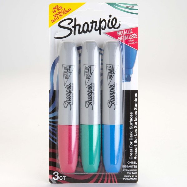 Metallic Chisel Permanent Marker, PK3