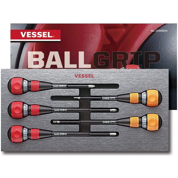 BALL GRIP Ratchet Screwdriver 5PC. Set