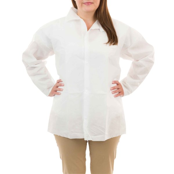 SMS Long Sleeve Shirt, 2XL, Wht, PK30, 2XL, 30 , White, SMS, Snap
