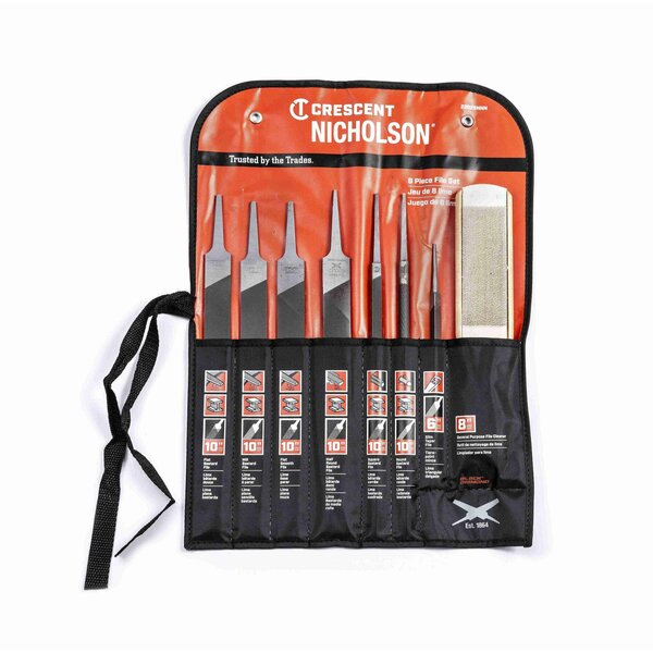Machinist File Set with Cleaner, 8 piece