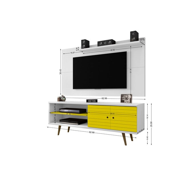 TV Stand, Mid Century, Yellow, 62.99
