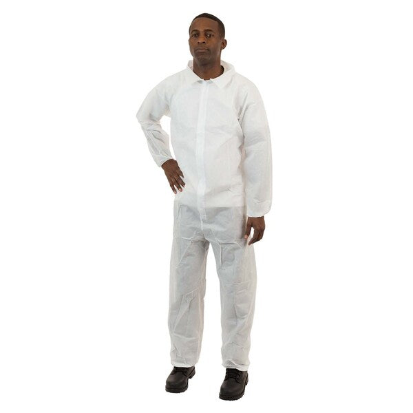 SMS Coverall, M, White, PK25, M, 25 PK, White, SMS, Storm Flap