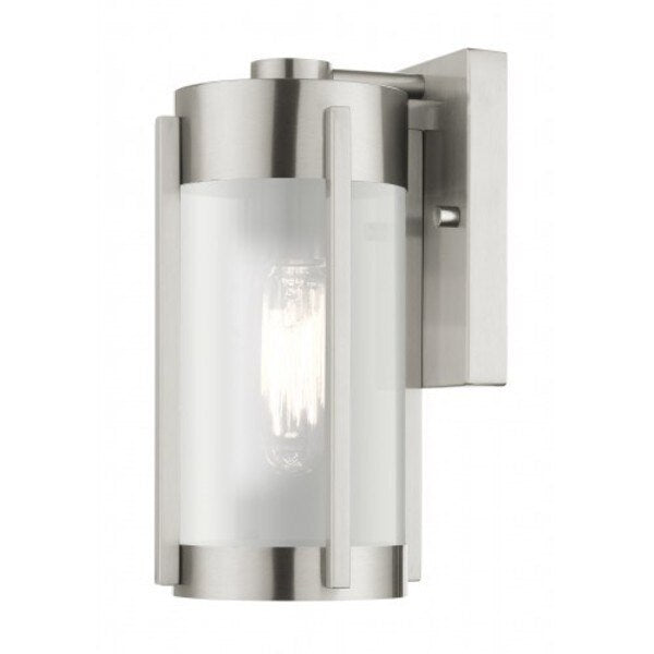 Brushed Nickel Outdoor Wall Lantern, 1 Li