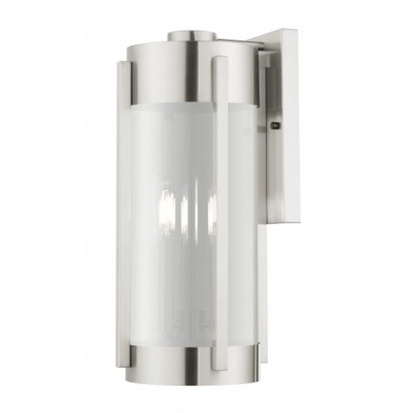 Brushed Nickel Outdoor Wall Lantern, 3 Li