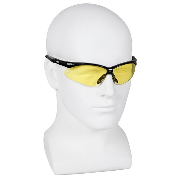 Safety Glasses, Wraparound Amber Polycarbonate Lens, Anti-Fog