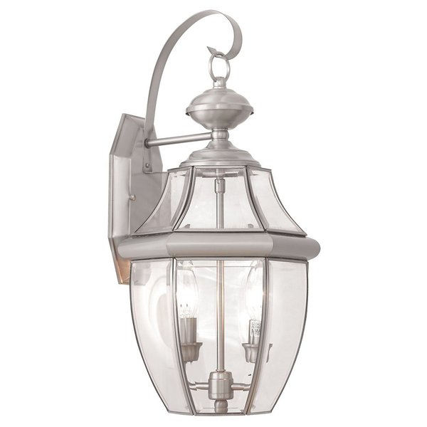 Monterey 2 Light Brushed Nickel Outdoor Wall Lantern