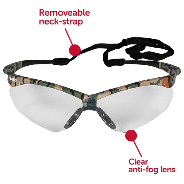 Safety Glasses, Wraparound Clear Polycarbonate Lens, Anti-Fog, Scratch-Resistant