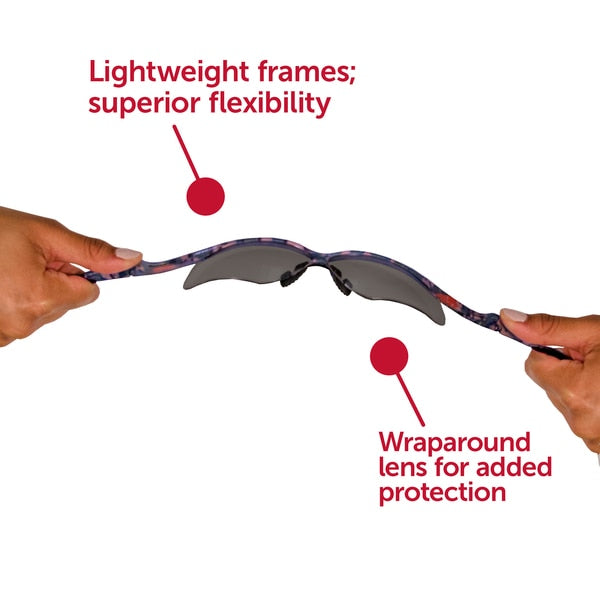 Safety Glasses, Wraparound Smoke Polycarbonate Lens, Anti-Fog, Scratch-Resistant
