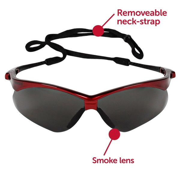 Safety Glasses, Wraparound Smoke Polycarbonate Lens, Scratch-Resistant