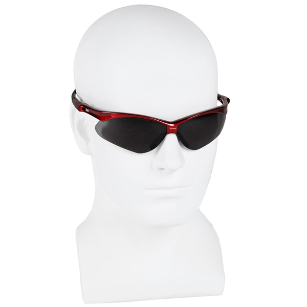 Safety Glasses, Wraparound Smoke Polycarbonate Lens, Scratch-Resistant