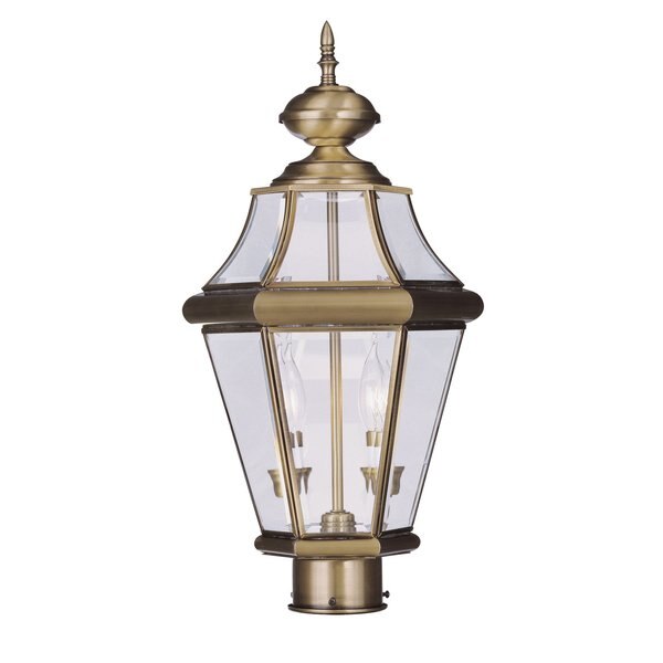 Georgetown 2 Light Antique Brass Outdoor Post Top Lantern