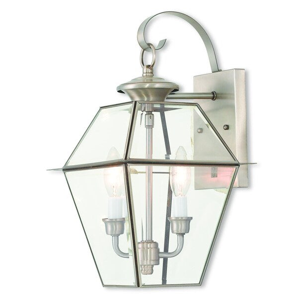 Westover 2 Light Brushed Nickel Outdoor Wall Lantern