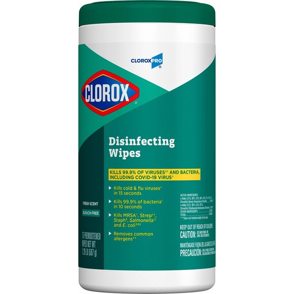 Disinfecting Wipes, 75 Wipe Canister, 7 in x 8 in Wipes, Fresh, White, 6 Pack