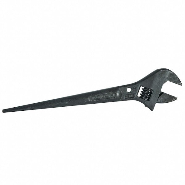 Adjustable Spud Wrench, Open End, 1-7/16 in Head, 0 in Offset, Alloy Steel, Black Oxide