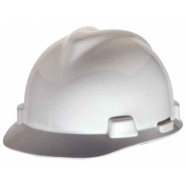 Front Brim Hard Hat, V-Gard, Slotted Cap, Type 1, Class E, Staz-On Pinlock Suspension, White