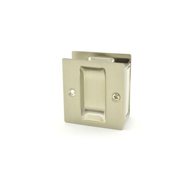 Passage Pocket Door Lock Square Cutout Satin Nickel