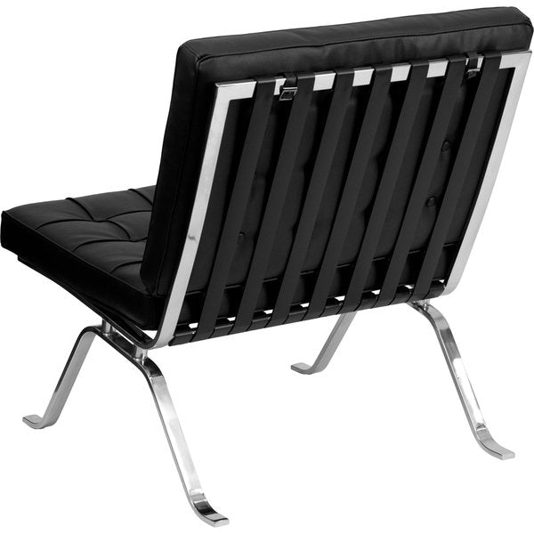 Leather Lounge Chair, Flash Series, Blk, 32