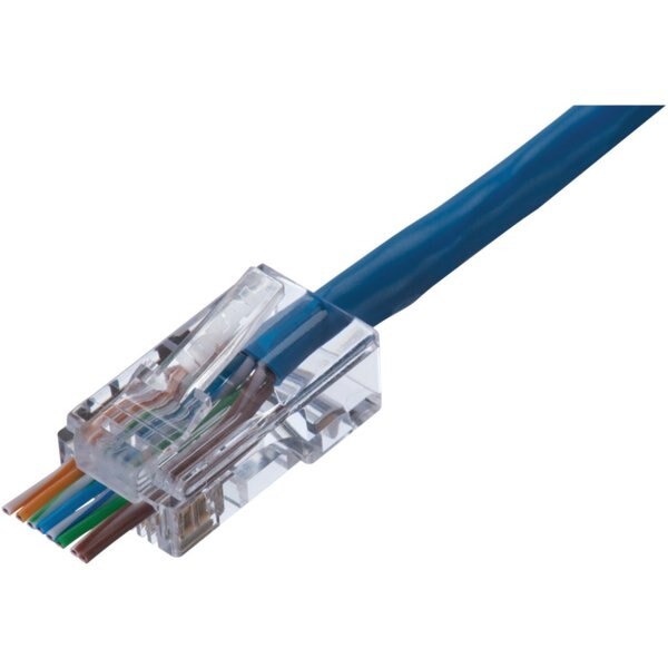 Modular Plug, Unshielded, CAT 5e, Clear, Pass-Through End Termination, 50 PK