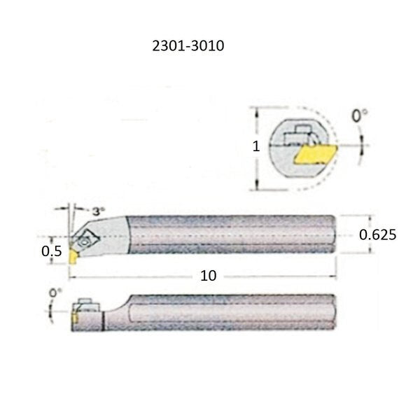 S10S-TNER2 Right Hand Internal Threading & Grooving Tool Holder