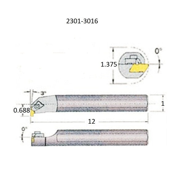 S16T-TNER3 Internal Threading & Grooving Tool Holder