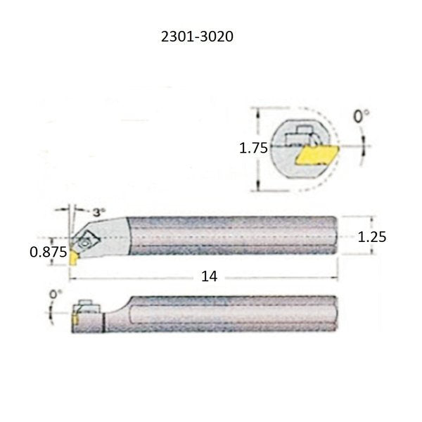 S20U-TNER3 Internal Threading & Grooving Tool Holder