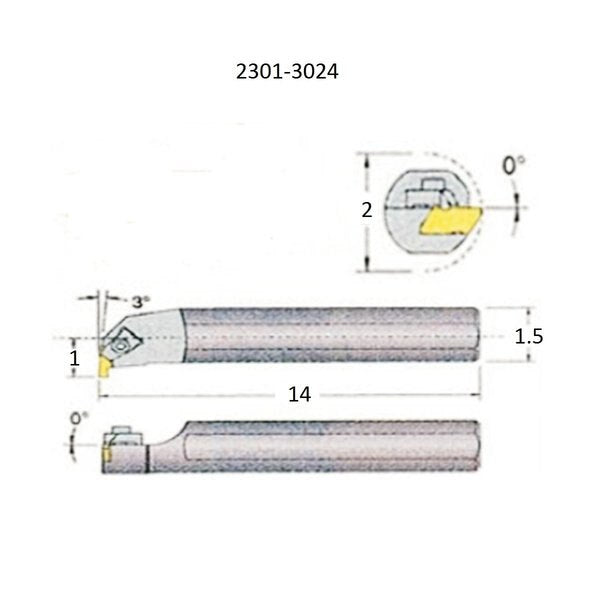 S24U-TNER3 Internal Threading & Grooving Tool Holder