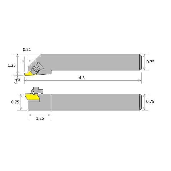 TNSR12-3B Notch Style External Threading & Grooving Tool Holder